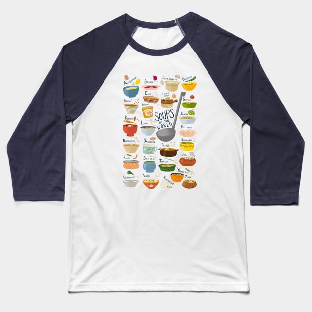 Soups of the World A-Z Baseball T-Shirt by Das Brooklyn